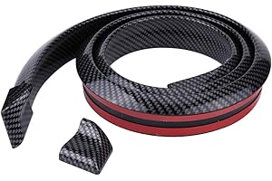 AKOZON Hinterer Kofferraumspoiler 1.5m / 4.9ft Kohlefaser Weichgummi Auto Dachkofferraumspoiler Flügellippen Aufkleber(Schwarz)