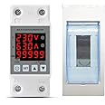 amiciSmart 63A 230V Digital Energy Meter with Over/Under Voltage Protection, Over Current/Load Protection and Weather-Proof Mount, corded_electric, White