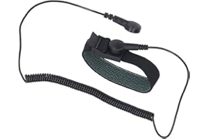 FOCKETY Pulsera Antiestatica, Prevenga la Acumulación Estática Hebilla Elástica Ajustable. Pulsera de Conexión a Tierra ESD Cubierta de PU Hélice Extralarga Pulsera Antiestática con Cable de(negro)