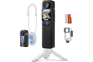 SJCAM C300 4K Vlogging camera for Youtube Creators,Handheld Action Camera,7Hour Power,170° Wide FOV Video Recording,6-Axis Stabilization,Dual-Touch Screen Body Camera,30M Waterproof,Black 64G card