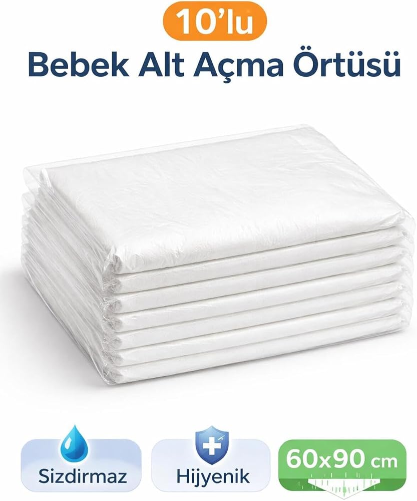 Naturashine Alt Değiştirme Örtüsü, 60x90 cm, 5 Adet, Beyaz