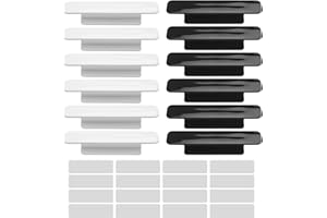 DIUJHUUY 12 Piezas Tiradores de Puerta Autoadhesivos, Manijas de Puerta Corredera, Tiradores para Ventana, Cocina, Cajón, Armario, Frigorífico de Puerta, Color Negro y Blanco