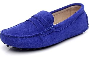 Jamron Femmes Classique Daim/Tissu Noeud Papillon Penny Loafers Confortable Fait Main Pantoufle Mocassins
