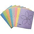 Skoy Cloth Eco-Friendly and Reusable Swedish Dishcloth, for Kitchen and Household Use, Environmentally-Friendly, Dishwasher Safe, Plastic-Free Packaging, Assorted Colors w/Flower Design, 8-Pack