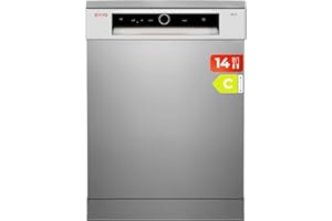 EVVO Lavavajillas 60 cm, Capacidad para 14 Cubiertos y Con Tercera Bandeja, Eficiencia C, 8 Programas Incluye, Lavado Rápido 30 min, Lavado Inteligente, Apertura Automática, Modelo: D4x acabado: Inox