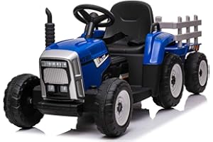 EPIC PLAY LTD Epic Play Kids Farm 12v Electric / Battery Ride on Tractor and Trailer with remote control Blue,EPICXMX611B