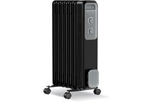 RWFlame Oil Filled Radiator Heater,1200W Radiator Heater with 3 Heat Settings, Adjustable Thermostat, Overheat & Tip-Over Protection, Radiator Heater for Home, 7 Fins (Black)