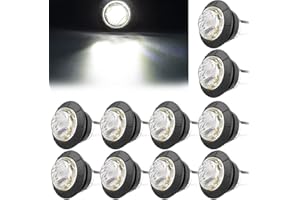 LeKaufen 10PCS 3/4" Car Round LED Side Lights 1.9CM 12V/24V Front Rear Side Marker Indicator Light Universal Bullet Clearance LED trailer lights Waterproof for Truck Trailer Caravan Boat (White)