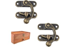 HOTMNTY Loquet Crochet Bronze,Fermoir Boite en Bois,Loquet Crochet Fermoirs à Coffre,Loquets à Crochet de Verrouillage,Crochet Cornes Bronze,Vintage Cadenas Loquet,pour Boîte en Bois Boîte à Bijoux Garde-Robe