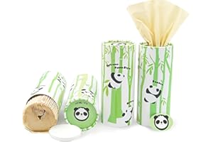Pandaonly 4 Pack Car Tissue Box with Bamboo Facial Tissues, Cute Round Panda Tissue Boxes for Car Cup Holder,Refill Cylinder Tissues for Travel Bathroom Home