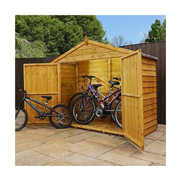 WALTONS EST. 1878 7x3 Wooden Bike Shed, Garden Storage Overlap Construction Dip Treated with 10 Year Guarantee, Windowless, Wide Double Door, Apex Roof, Roof Felt & Floor Included, (7 x 3 / 7Ft x 3Ft) 3-5 Day Delivery