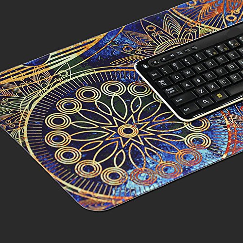 Lizimandu XXL Gaming Mauspad,Wasserdicht Control Gaming und Office Extended Mouse Pad, Abmessung 800x300x2mm,Rubber Base mit Anti-Rutsch-Funktion für Computer Schreibtisch Briefpapier Zubehör Mause Pads 31.5“×11.8“(Blaue Blume/Blue Flower) - 6