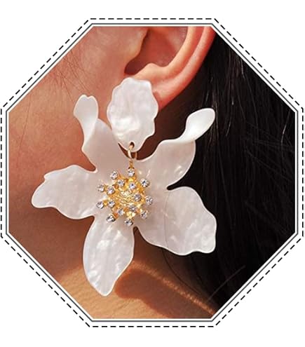 Inateannal Orecchini Pendenti A Fiore D'oro Orecchini A Perno In Metallo Orecchini A Petalo In Metallo Orecchini Di Dichiarazione Esagerati Gioielli Per Donne E Ragazze