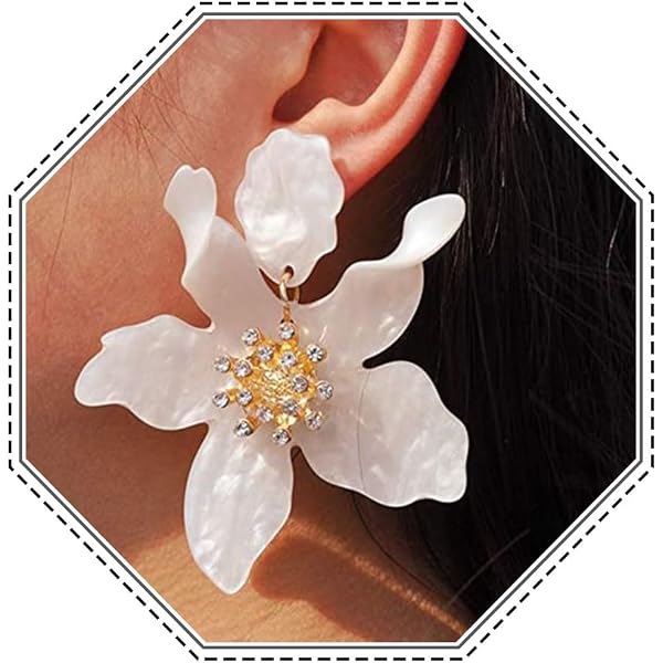 Cimenexe Bohemien Resina Fiore Orecchini Smalto Blu Esagerato Penzoloni Floreale Petalo Perno Gioielli Per Donne E Ragazze (blu