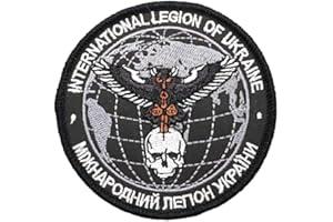 London Craftwork - Badge adhésif de la Légion internationale d'Ukraine - 1 pièce - 80mm x 80mm - Militaire - Classique