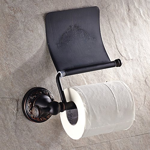 Weare Home Badezimmer Zubehör Schwarz Öl rubbed Bronze Retro Antik Vintage Stil Bohren Wandmontag Wandhalterung Toilettenpapierhalter mit Deckel Klorollenhalter Wasserdicht - 4