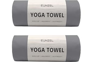 Eunzel 2 Pack Hot Yoga Towel Non Slip Yoga Mat Towel Non-Slip Sweat Absorbent Microfiber Towel for Hot Yoga, Pilates and Workout 72" x 26.5",Dark Grey