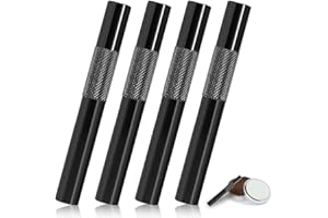 GXGM Set di 4 tubi di trazione, cannuccia portatile da 7 cm, tubo di metallo, riutilizzabile, cannuccia premium (nero)