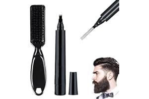 RAKIUTY Beard Pen,Beard Filler Pencil,Beard Pencil Filler for Men,Beard Pencil Filler For Men with Bristle Beard Brush,Easily Fill and Define Your Beard with Beard Pencil Filler for Men (Black)