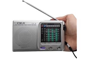 Raypow Radio de Portátil, 9 Bandas Radios de Transistor FM/Am/SW1~SW7 Bolsillo Portátil Funciona con 2 Pilas AA, Radio de Pequeña de Bolsillo Viaje FM,Altavoz Fuerte,Interiores y Exteriores. (Plata)