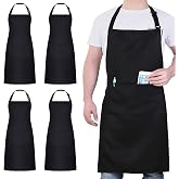 atopo 4 Pieces Chef Apron, Black Waterproof Apron with 2 Pockets, Adjustable Kitchen Apron for BBQ Cooking Baking Gardening R