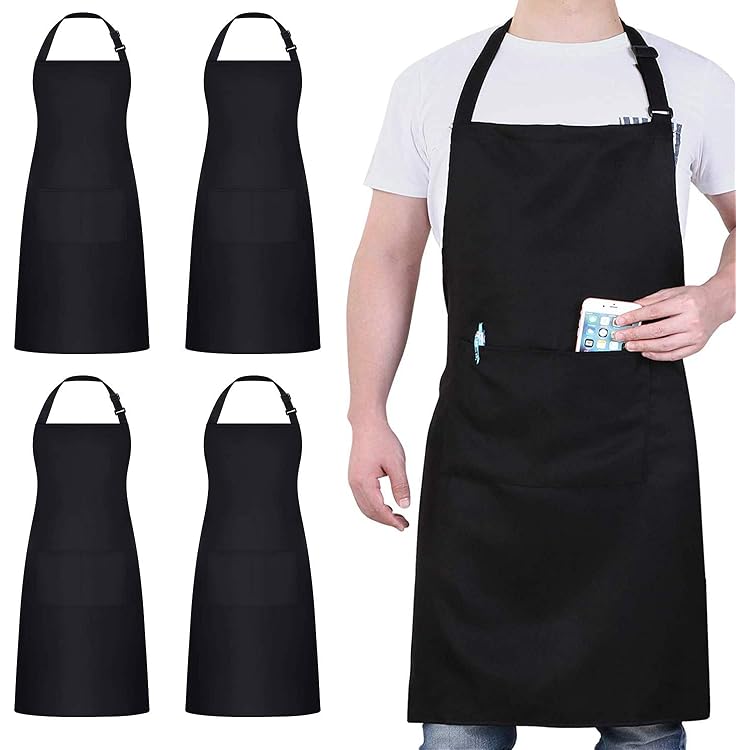 Lot De 4 Toques De Chef Réglables En Coton Noir - Pour Cuisiniers, Serveurs Et Boulangers