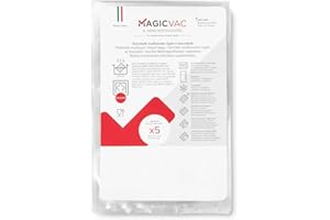 Magic Vac, 2 Rollos de 30x600cm para Envasado de Alimentos al Vacío, con Rayas, Multicapa y Resistentes, Material Libre de BPA Apto para el Contacto con los Alimentos, Made in Italy