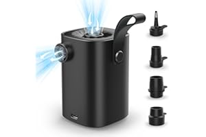 UNDREEM Gonfleur Electrique, 5KPA 330L/Min Gonfleur Matelas Gonflable Batterie Pompe à air Portable avec Lumière LED pour Matelas Gonflable, Piscine, Bouée, Bateau Pneumatique