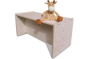 ‎DIE SCHREINER - CHRISTOPH SIEGEL Die Schreiner - Christoph Siegel Eli-Kids 2mount Wendetisch für Mädchen & Jungen, Bank, Natur und Weiß, Holz, Natur, Schemel, aus Holz, Kindertisch für Kleinkinder, Holzsitzgruppe