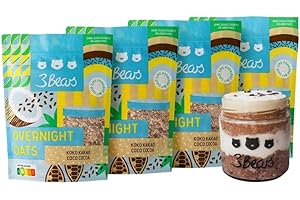 3Bears Overnight Oats Koko Kakao I 4x400g di bustine di porridge vegano con fiocchi d'avena integrali I Deliziosa colazione, per una notte in frigorifero I Porridge per la colazione senza zucchero