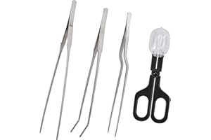 AHANDMAKER 4pcs Reptile Feeding Tongs, Live Feeder Crickets Long Handle Feeder Tweezers, Bug Feeding Clamp Cricket Tongs for Fish Aquariums, Reptiles Snakes Lizard Gecko Spider