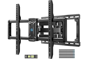 Pipishell Full Motion TV Wall Mount for 42-85 inch Flat Screen LED TVs up to 132lbs, TV Mount Double Arm Tilt+5~-15° & Swivel ±45°, Max VESA 600x400mm, PILF12