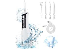 Water Flosser for Teeth Cordless, ziko Portable USB Rechargeable Oral Irrigator 5 Modes 4 Tips IPX7 Waterproof 330ML Water Tank for Travel and Home Use