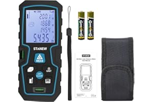 STANEW Laser Distance Meter, IP54 Laser Measure with 2 Bubble Levels,Portable Laser Rangefinder Digital Distance Meter Measure Distance, Area and Volume