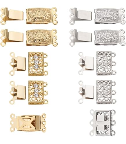 PH 24pcs 3-Layer Clasp Necklace Connector Chandelier Component Links Charms 3 Hole Bracelet Layer Clasp Pendant Gold Silver Key Chains Earring Jewelr