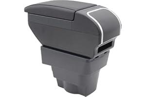 KAERGK Caja de almacenamiento para consola central Astra J con soporte para tazas, accesorios de reposabrazos de doble capa, color negro (negro con hilo negro)