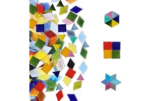 DESCONOCIDO THATSRAD Teselas para Mosaicos Multicolor Mixtos Vidrio en 3 Formas (600 Pzs) Azulejos de Mosaico de Cristal de Cuadrado, Triángulo, Rombo Mosaicos Manualidades Kit Mosaico Teselas para Decoración