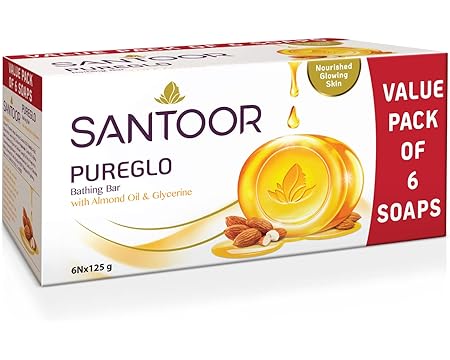 62% Off : Santoor PureGlo Glycerine Soap (Pack Of 6)