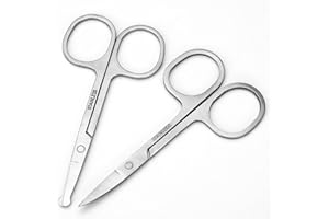 Fezf 2 Stücke Nasenhaartrimmer,Scissors, Haarschere Nasenhaarschere Schnurrbartschere für die optimale Bartpflege