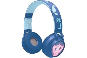 Lexibook, Disney Stitch, Cuffie 2-in-1 wireless e cablate con dettagli di Stitch e effetti luminosi, suono di alta qualità limitato a 85 dB, pieghevoli, regolabili, ricaricabili, HPBT015D