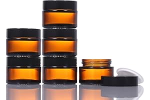 LIYUABU 6 Stück Braunglas Leer Dosen,30ml Kosmetikbehälter Salbentiegel Nachfüllbare Reisetöpfe,Kleine Gläser Probentöpfe mit Schwarzen Deckeln für Kosmetik,Lotion,Cremes,Mini-Kerzen