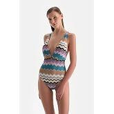 Dagi Tak &Ccedil;ık Kaplı Sabit Askılı Missoni Baskılı Balensiz Mayo 24SW85032GB Yeşil Kadın