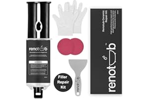 Renotub Premium Enamel Repair Filler Kit White 50ml For Ceramic Porcelain Bath, Sink, Tub, Toilet, Shower Tray & Fibreglass - Chip & Pedestal Crack Hole Scratch Repair