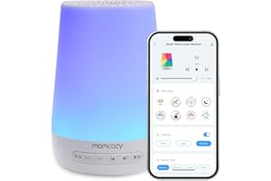 Momcozy Ruido Blanco para Bebés, Niños y Adultos con 34 Sonidos Relajantes, Maquina Ruido Blanco Luz Nocturna de 7 Colores, Entrenador de Sueño, Control de Aplicaciones, Temporizador