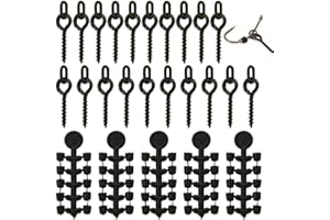 Wudaizhi 50 Piezas de cebos de Pesca para Carpas con Tornillo, Aparejos de Pesca de Carpa con 20 Piezas de Cuentas de conexión y Accesorios de Pesca de Carpa giratorios.