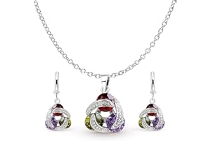 Crystalline Azuria Joyería Juegos de Joyas para Mujeres y Niñas Joyería Juegos de Joyas Boda Joyería Juegos de Joyas con Collar y Pendientes para Esposa Novia Joyería