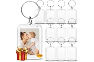 MARKETIFAR Porte Cle Photo - 10 Pcs - Porte Clé Photo Transparent - Porte Clé Photo Personnalisé - 5 x 3.2cm