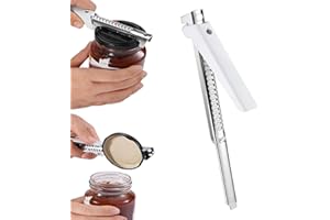 TANGDUDU Adjustable Effortless Arthritis Jar Opener, Bottle Openers for Arthritic Hands, Fits 1-10cm Lids, Easy Grip Handle, Portable and Easy to Use, Perfect for Weak Hands Seniors (White1pcs)