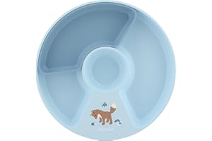 Mepal - Kinderteller mit Unterteilung Mio Little Dutch - Hohe Kanten/Ecken für Schöpfen - Anti-Rutsch-Boden - Mit Fach zur Unterteilung in 2, 3 oder 4 Teile - Mikrowellengeeignet - Forest Friends