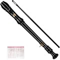 Eastrock 3 Pièces Flûte à bec Instrument de Style Allemand Soprano, Noir | pour Débutants avec Tableau des Doigts, sac D'emballage, Repose-Pouce